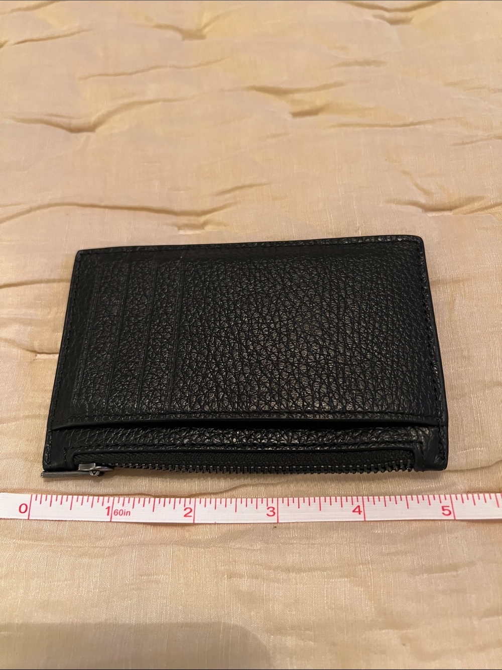 Coach Black Pebbled Leather Zip Card Case Wallet Slim Card Holder - Picture 7 of 8